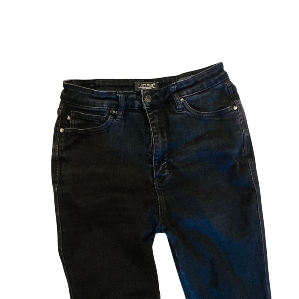 ⭐️ Judy Blue Black Skinny Fit Jeans Raw Hem - Picture 3 of 8
